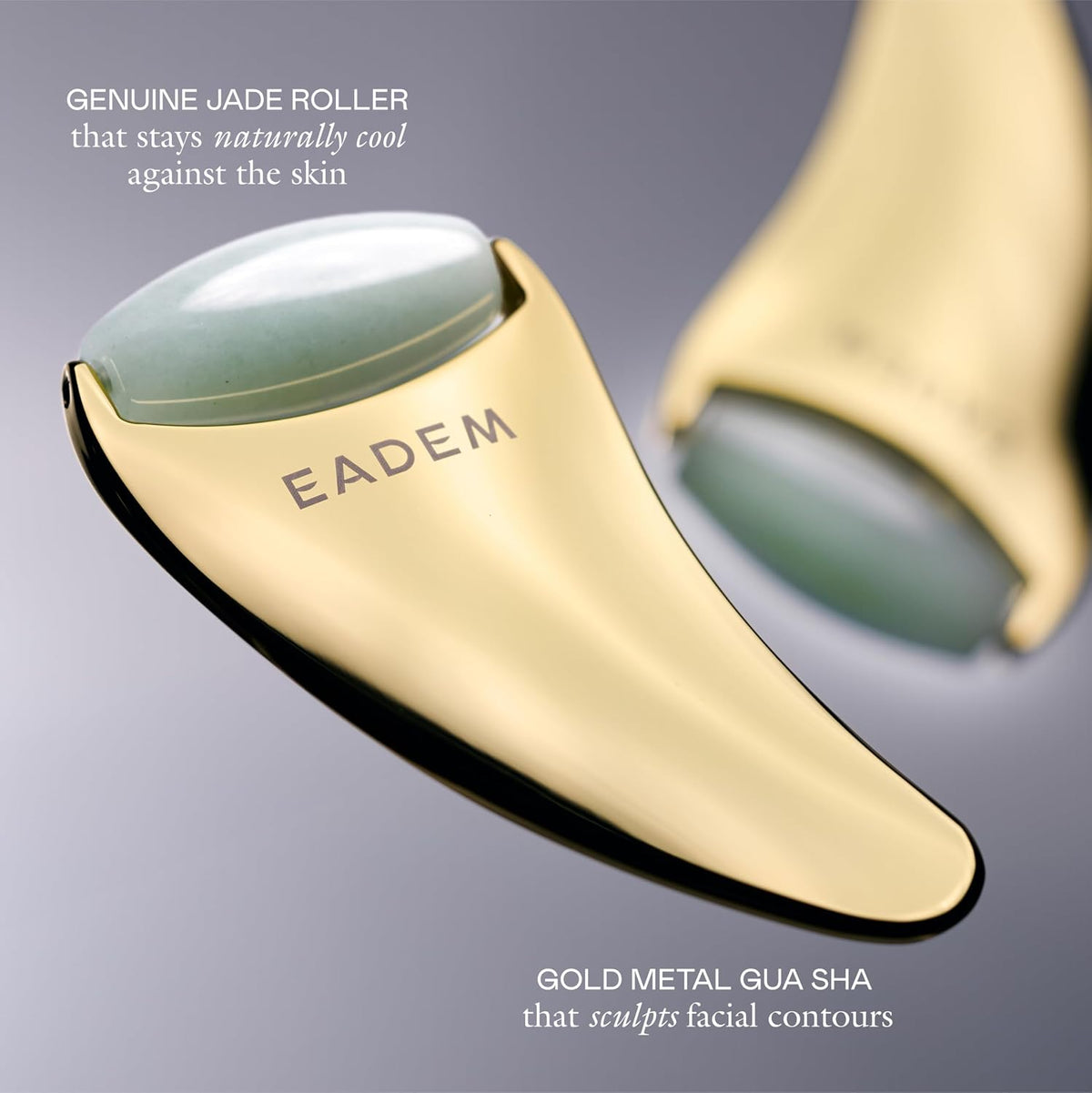 EADEM - 2-in-1 Gua Sha Sculptor Tool & Cooling Jade Ice Roller for Face, Neck