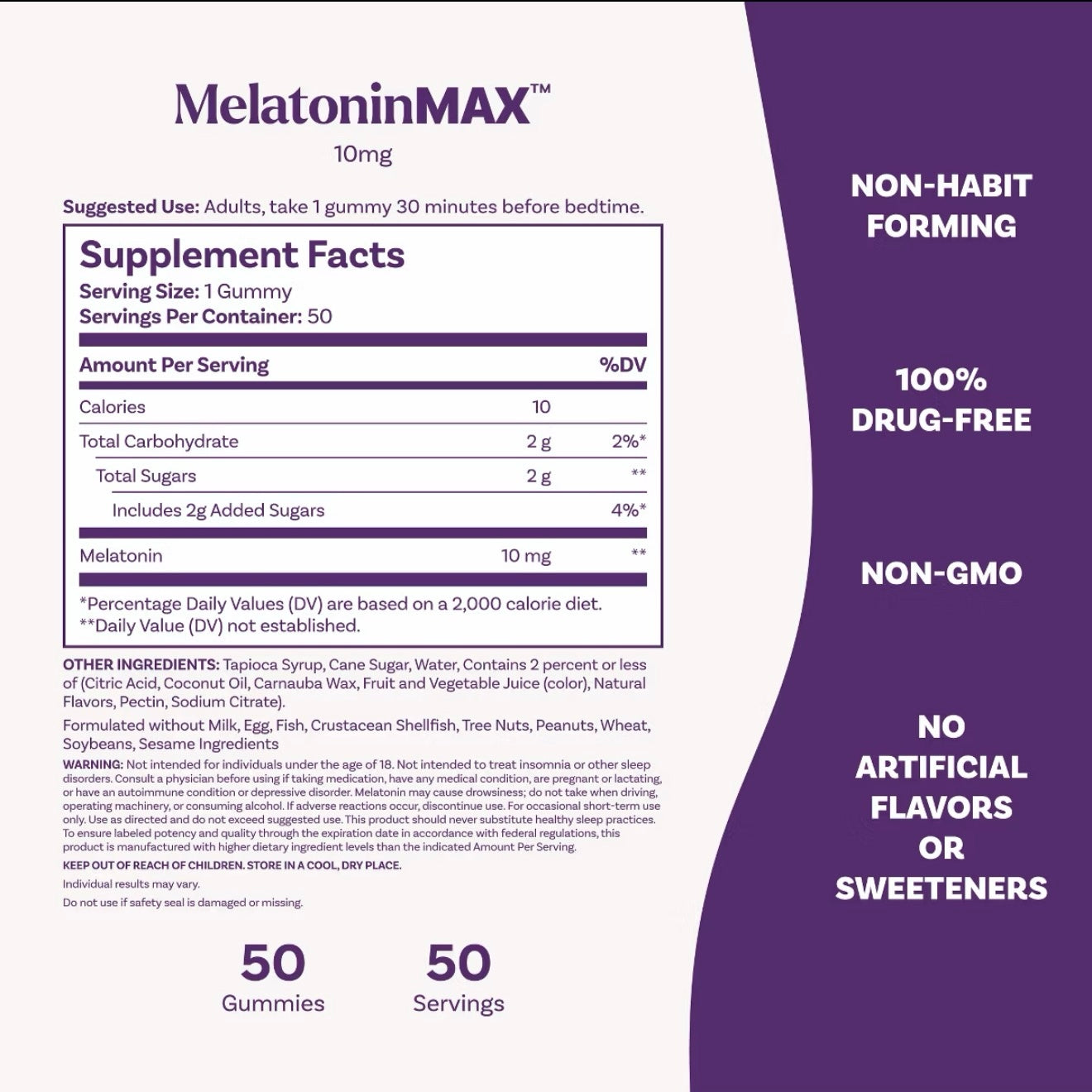 Natrol Melatonin Max 10mg Per Gummy Sleep Aid - Blueberry - 50ct