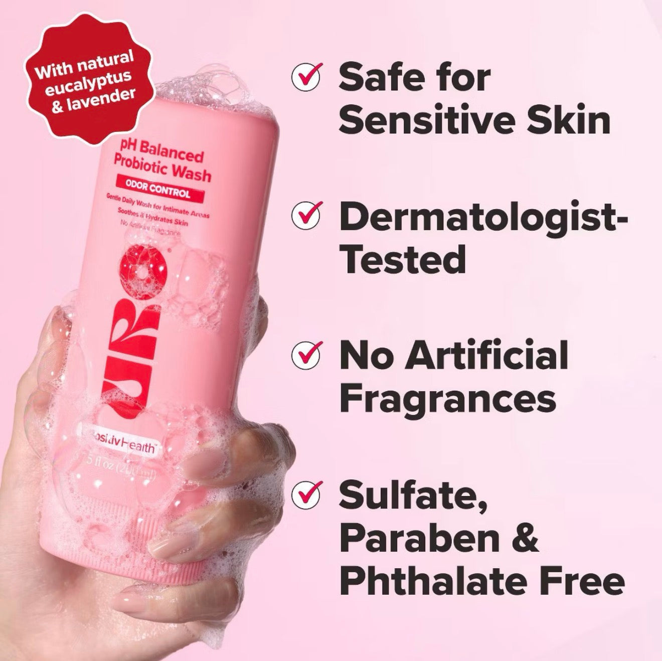 O Positiv - URO pH Balanced Probiotic Wash for Intimate Odor Control, pH Balance, Dryness & Irritation Support