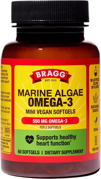 Bragg - Marine Algae Omega-3 Capsules DHA & EPA - 90 Vegan Mini Softgels