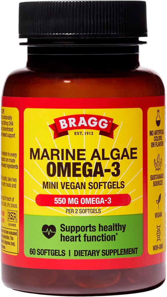 Bragg - Marine Algae Omega-3 Capsules DHA & EPA - 90 Vegan Mini Softgels