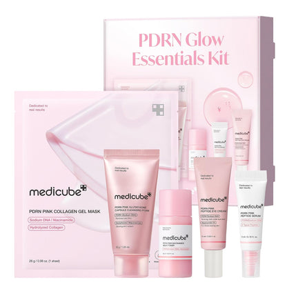 medicube - PDRN Glow Essentials Kit, Mini Skincare Travel Set, 5-Step Routine
