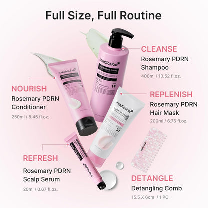 medicube - Rosemary PDRN Glass Hair Set, Full-Size Gift Kit for a Fuller Look