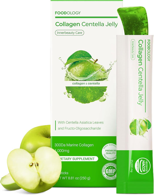 FOODOLOGY - Coleology Centella Jelly Collagen Petide, Gree Apple, 10 Sticks