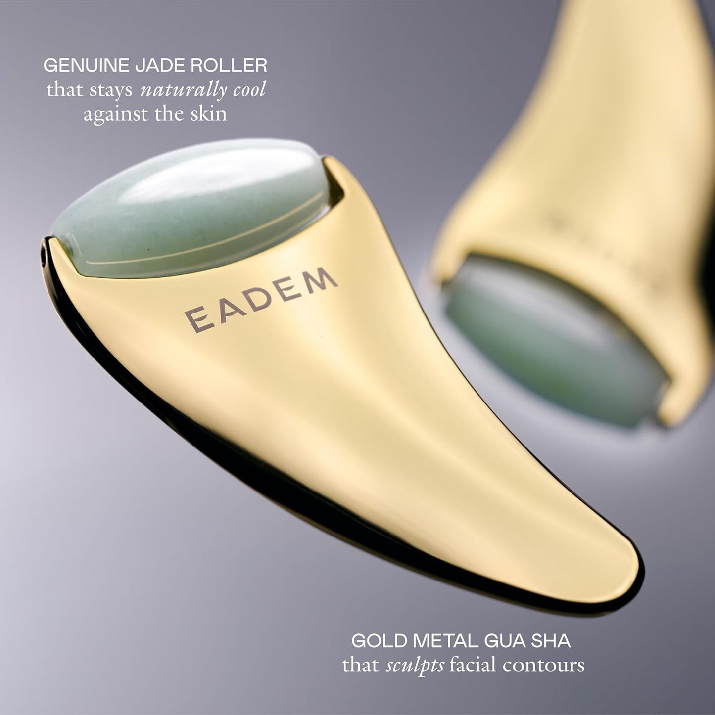 EADEM - 2-in-1 Gua Sha Sculptor Tool & Cooling Jade Ice Roller for Face, Neck