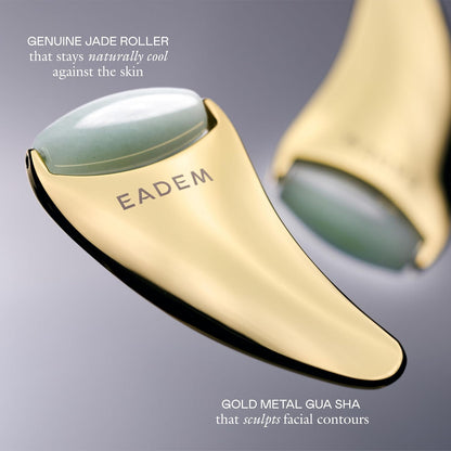 EADEM - 2-in-1 Gua Sha Sculptor Tool & Cooling Jade Ice Roller for Face, Neck