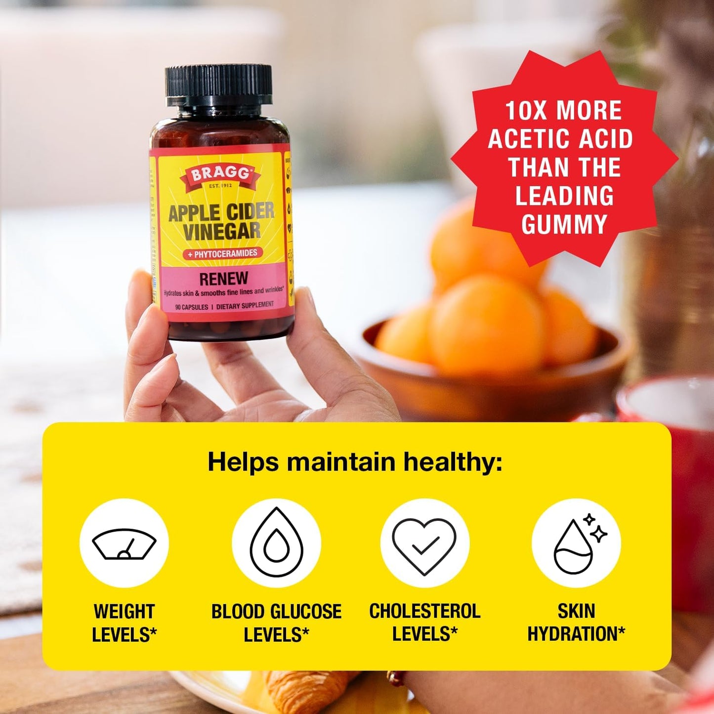 Bragg - Renew Apple Cider Vinegar Capsules with Phytoceramides - 90 Capsules
