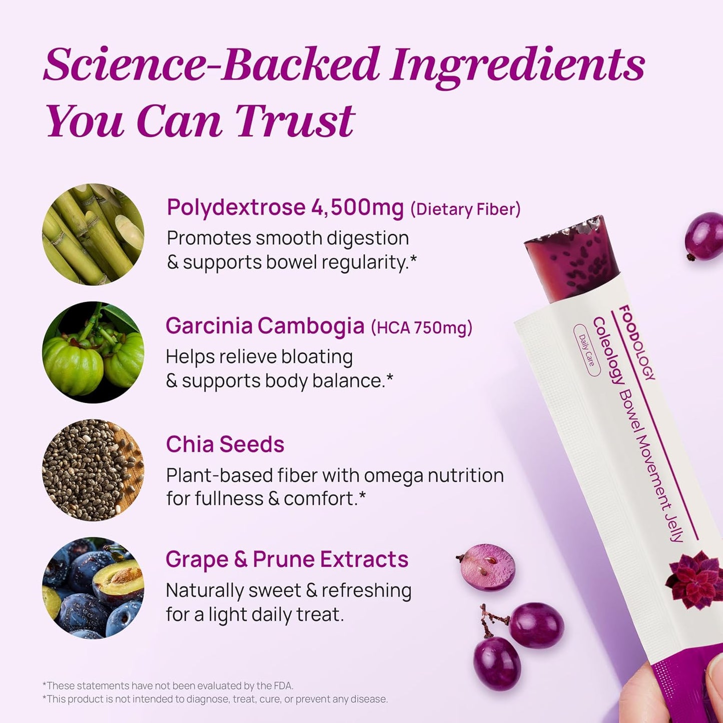 FOODOLOGY - Coleology Bowel Movement Jelly, Grape & Prune, 10 Sticks