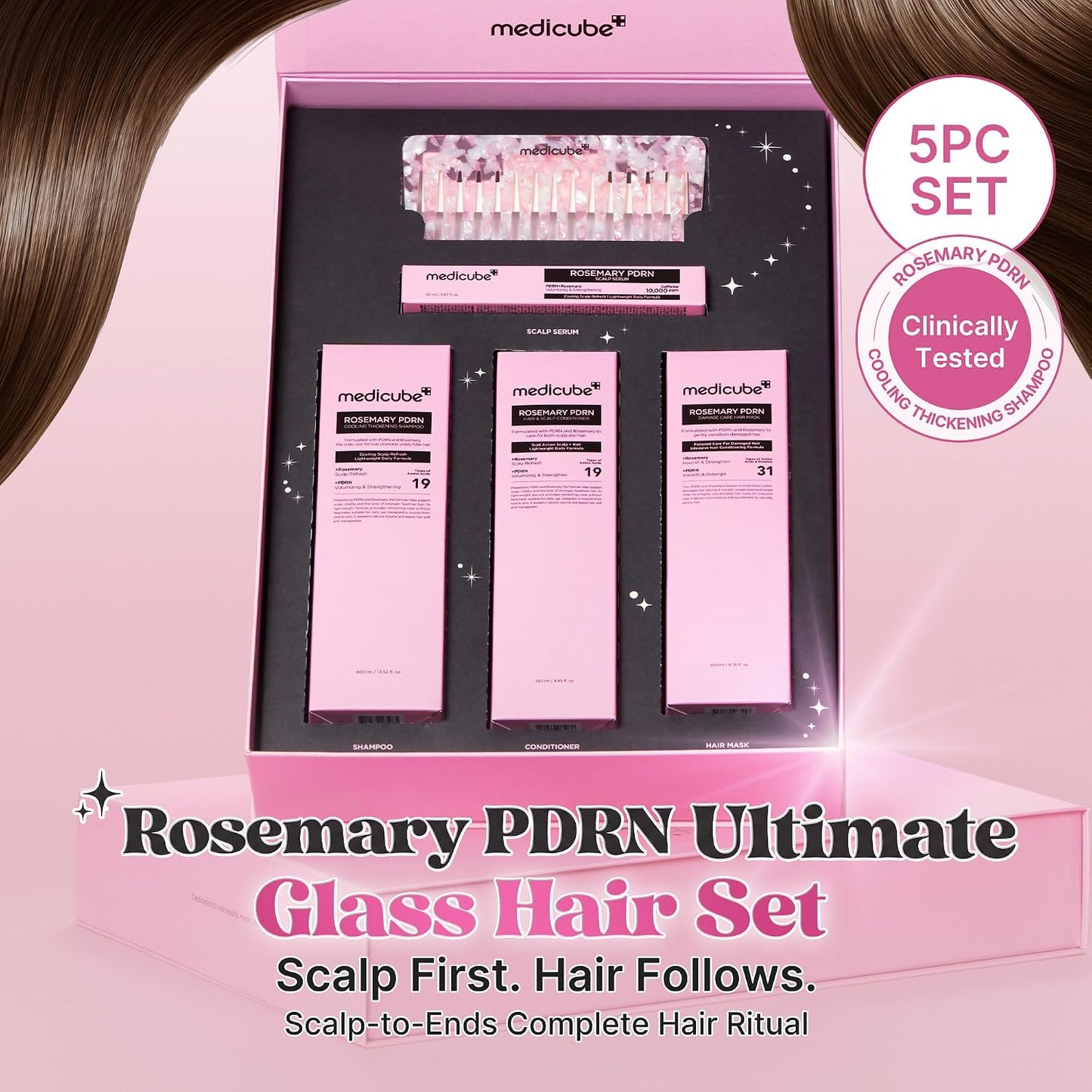 medicube - Rosemary PDRN Glass Hair Set, Full-Size Gift Kit for a Fuller Look