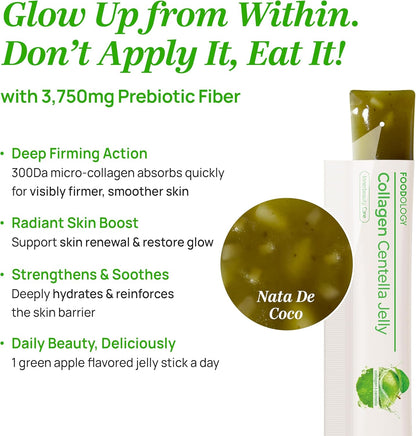 FOODOLOGY - Coleology Centella Jelly Collagen Petide, Gree Apple, 10 Sticks