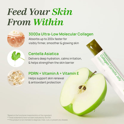 FOODOLOGY - Coleology Centella Jelly Collagen Petide, Gree Apple, 10 Sticks