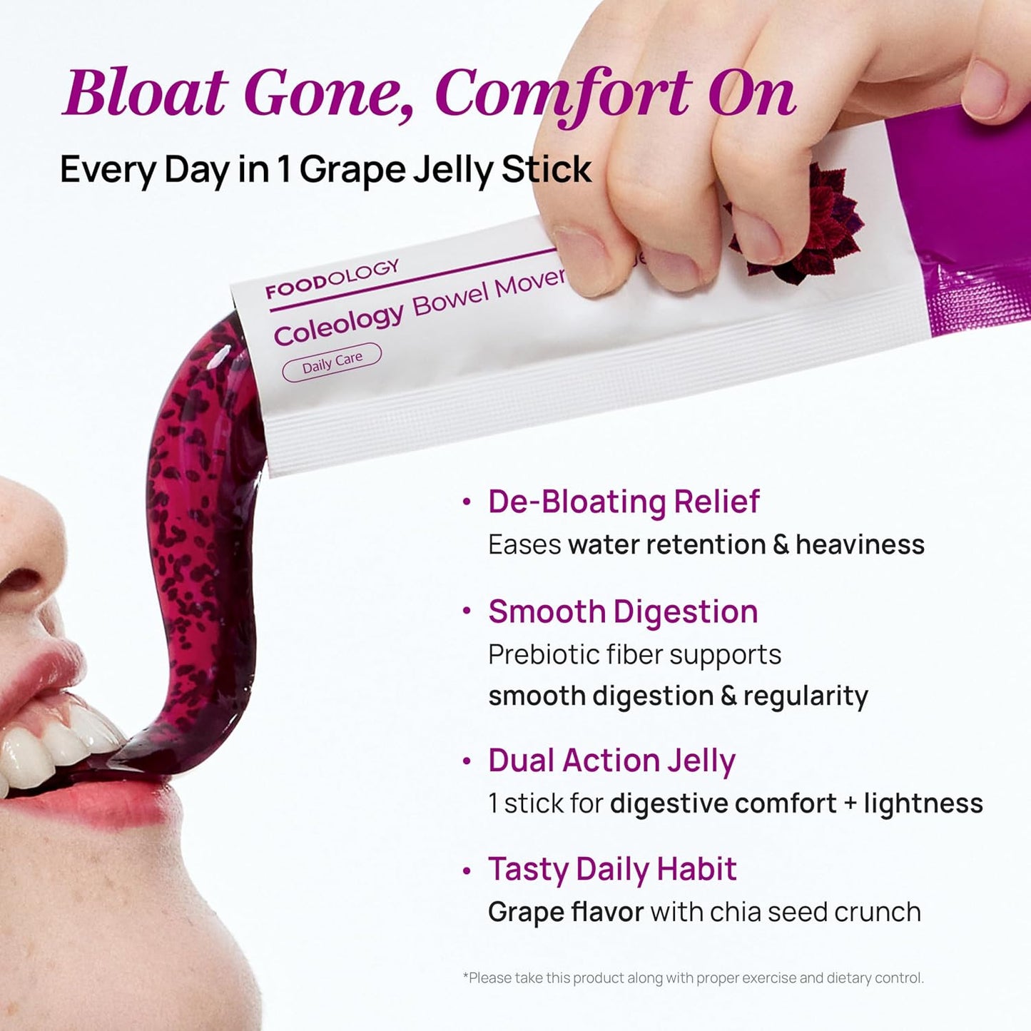 FOODOLOGY - Coleology Bowel Movement Jelly, Grape & Prune, 10 Sticks