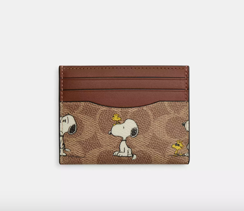 Coach X Peanuts - Slim Id Card Case In Signature Canvas With Snoopy Print