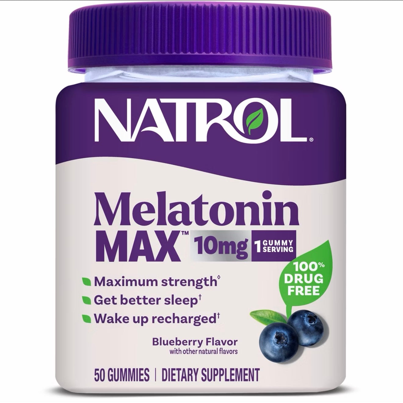 Natrol Melatonin Max 10mg Per Gummy Sleep Aid - Blueberry - 50ct