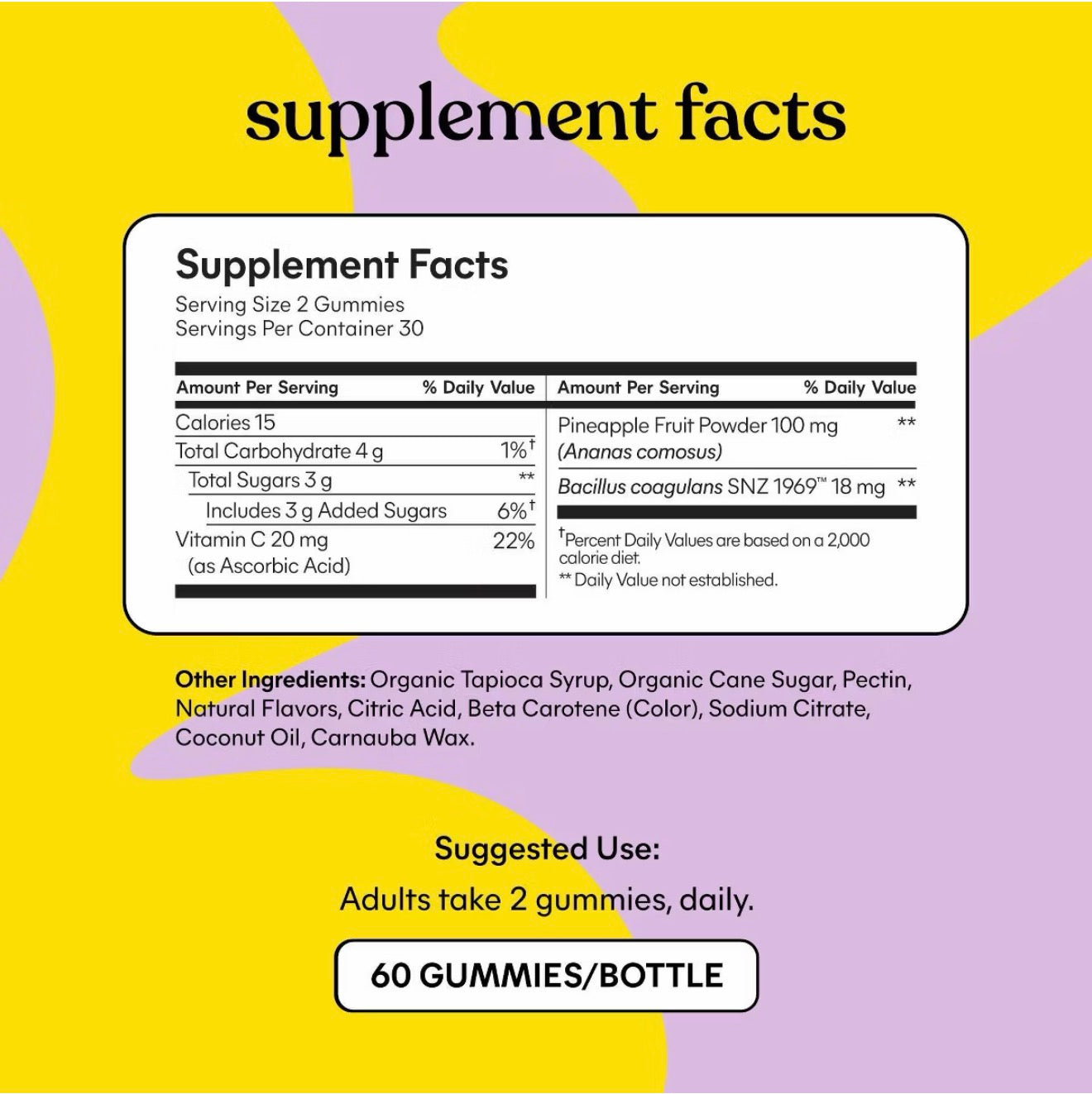 Lemme - Purr Vaginal Probiotic Gummies - pH & Odor Support - Pineapple & Vitamin C