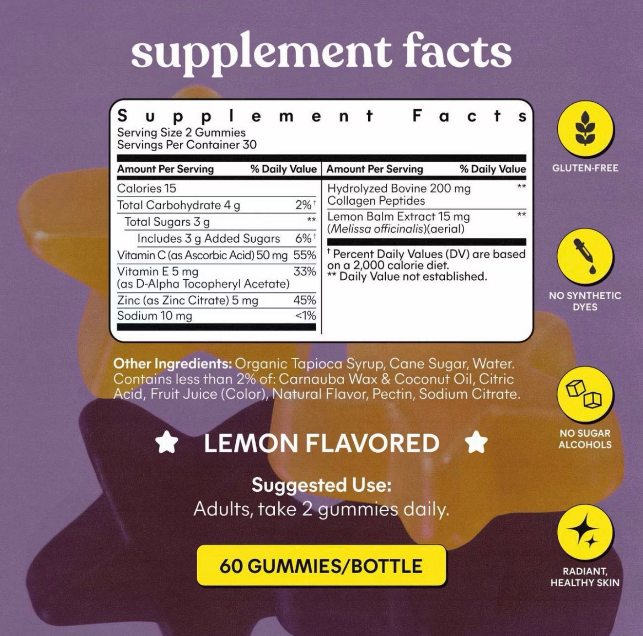 Lemme Starface Healthy Skin Gummies - Lemon Flavored - 60ct