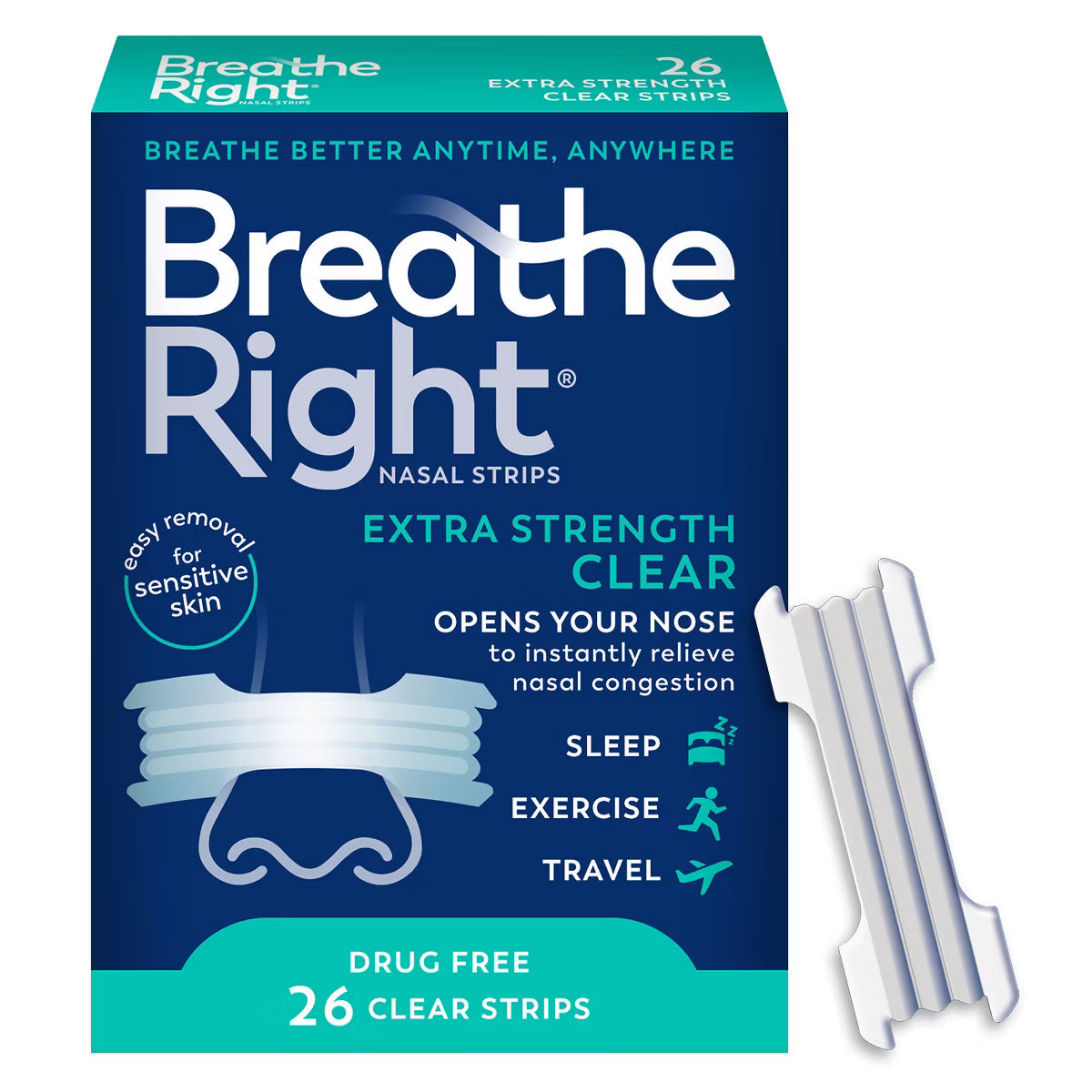 Breathe Right Extra Strength Drug-Free Clear Nasal Strips