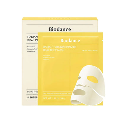 Biodance - Mascarilla Facial Radiant Vita Niacinamide Real Deep Mask (4 pack mask)
