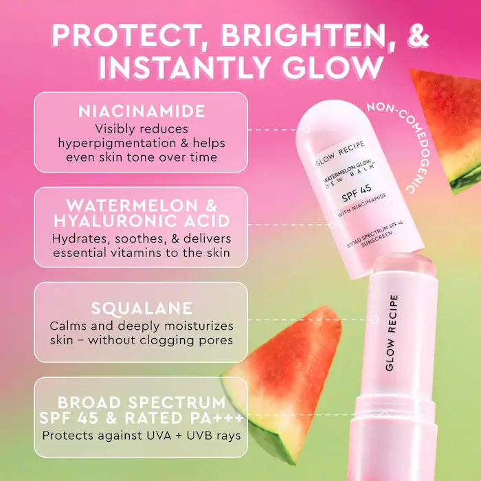 Watermelon Glow Niacinamide Dew Balm Face Sunscreen Stick- SPF 45