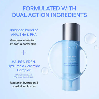 LANEIGE - Water Bank Aqua Facial Serum BHA + AHA - Gently Exfoliate, Hydrate & Glow