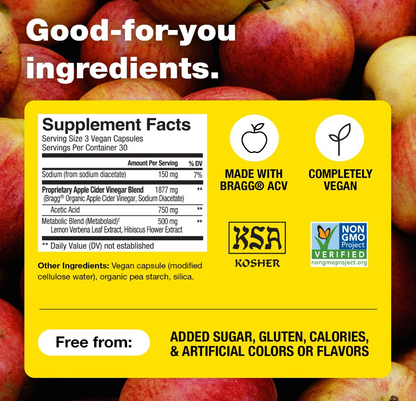 Bragg - Metabolism Natural GLP-1 Support Apple Cider Vinegar Capsules - 90ct