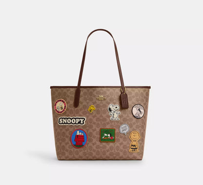Coach X Peanuts - City Tote In Signature Canvas With Patches