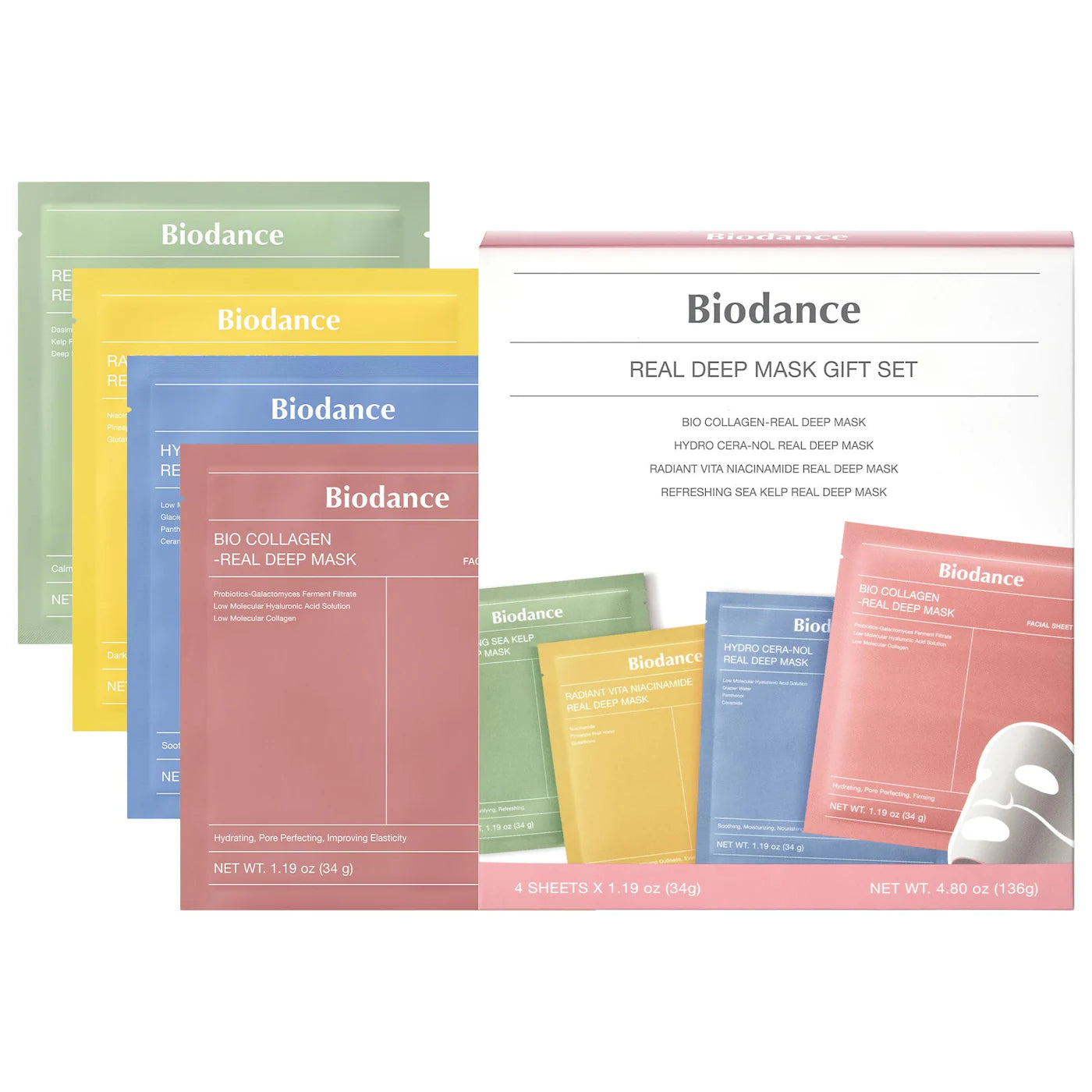 Biodance - Real Deep Mask Set – 4 Masks for Pore Care, Hydration, Calming and Dark Spot Treatment
